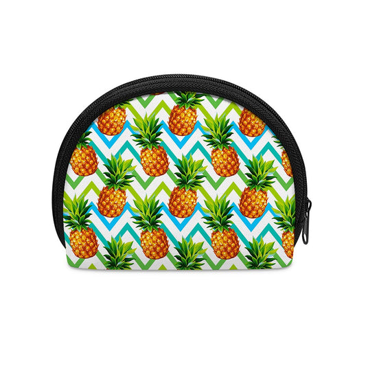 Teal Zig Zag Pineapple Pattern Print Coin Purse