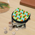 Teal Zig Zag Pineapple Pattern Print Coin Purse