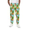 Teal Zig Zag Pineapple Pattern Print Cotton Sweatpants
