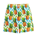 Teal Zig Zag Pineapple Pattern Print Cotton Shorts