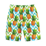 Teal Zig Zag Pineapple Pattern Print Cotton Shorts