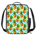Teal Zig Zag Pineapple Pattern Print Crossbody Lunch Bag