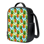 Teal Zig Zag Pineapple Pattern Print Crossbody Lunch Bag