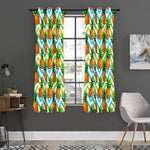 Teal Zig Zag Pineapple Pattern Print Curtain
