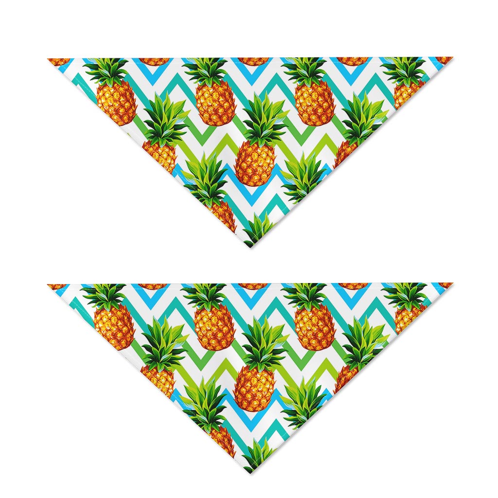 Teal Zig Zag Pineapple Pattern Print Dog Bandana