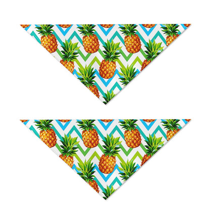 Teal Zig Zag Pineapple Pattern Print Dog Bandana