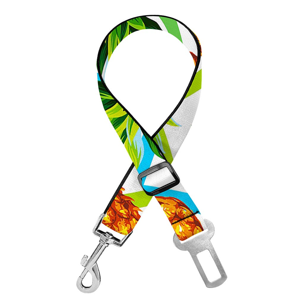 Teal Zig Zag Pineapple Pattern Print Dog Seat Belt