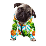 Teal Zig Zag Pineapple Pattern Print Dog Zip Up Hoodie