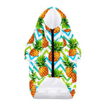 Teal Zig Zag Pineapple Pattern Print Dog Zip Up Hoodie