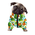 Teal Zig Zag Pineapple Pattern Print Dog Zip Up Jacket