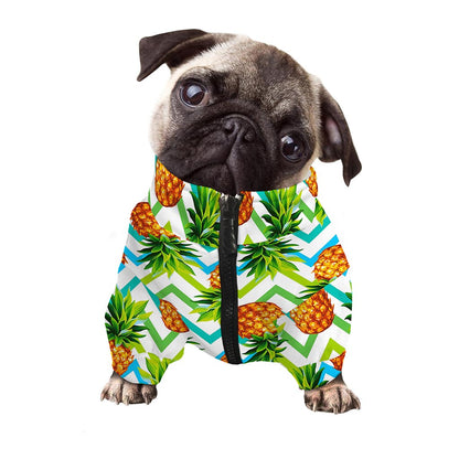 Teal Zig Zag Pineapple Pattern Print Dog Zip Up Jacket