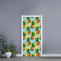 Teal Zig Zag Pineapple Pattern Print Door Sticker