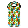 Teal Zig Zag Pineapple Pattern Print Double Neoprene Wine Tote