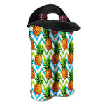 Teal Zig Zag Pineapple Pattern Print Double Neoprene Wine Tote