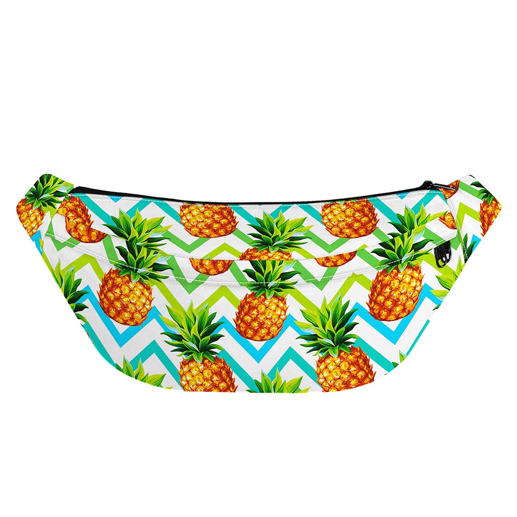 Teal Zig Zag Pineapple Pattern Print Fanny Pack