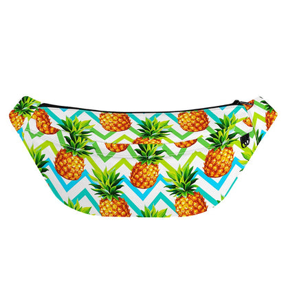 Teal Zig Zag Pineapple Pattern Print Fanny Pack