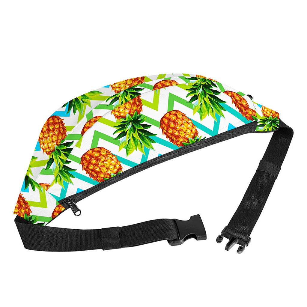 Teal Zig Zag Pineapple Pattern Print Fanny Pack