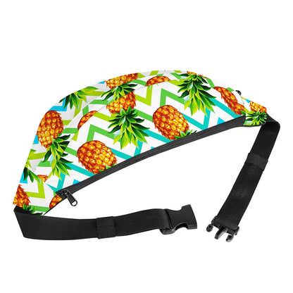 Teal Zig Zag Pineapple Pattern Print Fanny Pack