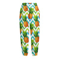 Teal Zig Zag Pineapple Pattern Print Fleece Lined Knit Pants
