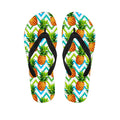 Teal Zig Zag Pineapple Pattern Print Flip Flops