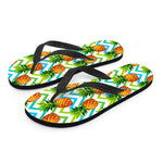 Teal Zig Zag Pineapple Pattern Print Flip Flops