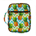 Teal Zig Zag Pineapple Pattern Print Front Pocket Bible Bag