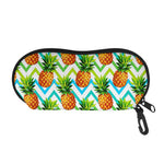 Teal Zig Zag Pineapple Pattern Print Glasses Case