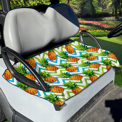 Teal Zig Zag Pineapple Pattern Print Golf Cart Seat Cover