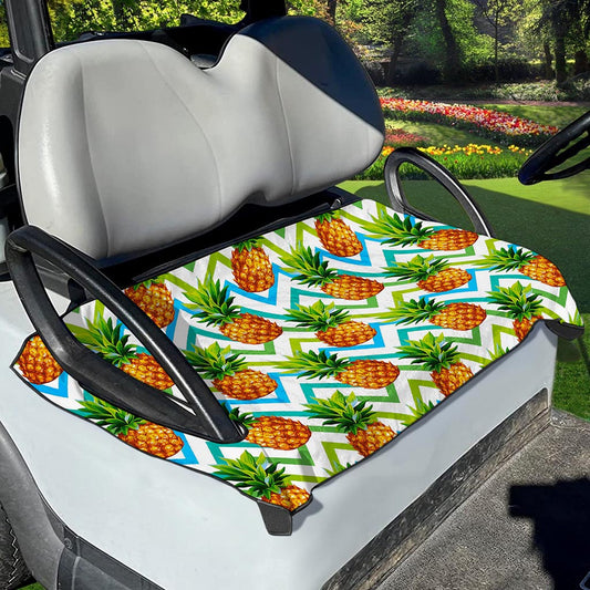 Teal Zig Zag Pineapple Pattern Print Golf Cart Seat Cover