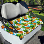 Teal Zig Zag Pineapple Pattern Print Golf Cart Seat Cover