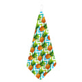 Teal Zig Zag Pineapple Pattern Print Hand Towel