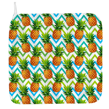Teal Zig Zag Pineapple Pattern Print Hand Towel