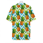 Teal Zig Zag Pineapple Pattern Print Hawaiian Shirt