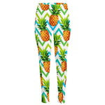 Teal Zig Zag Pineapple Pattern Print High-Waisted Pocket Leggings