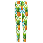 Teal Zig Zag Pineapple Pattern Print High-Waisted Pocket Leggings