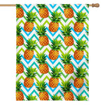 Teal Zig Zag Pineapple Pattern Print House Flag