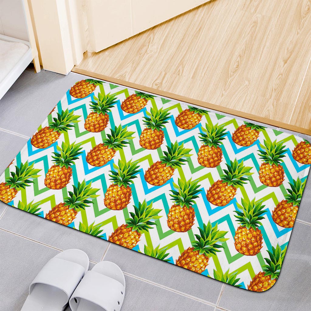 Teal Zig Zag Pineapple Pattern Print Indoor Door Mat