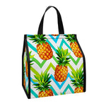 Teal Zig Zag Pineapple Pattern Print Insulated Lunch Tote