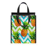 Teal Zig Zag Pineapple Pattern Print Insulated Lunch Tote