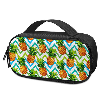 Teal Zig Zag Pineapple Pattern Print Insulin Cooler Travel Case