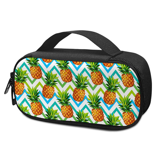 Teal Zig Zag Pineapple Pattern Print Insulin Cooler Travel Case