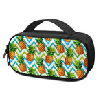 Teal Zig Zag Pineapple Pattern Print Insulin Cooler Travel Case