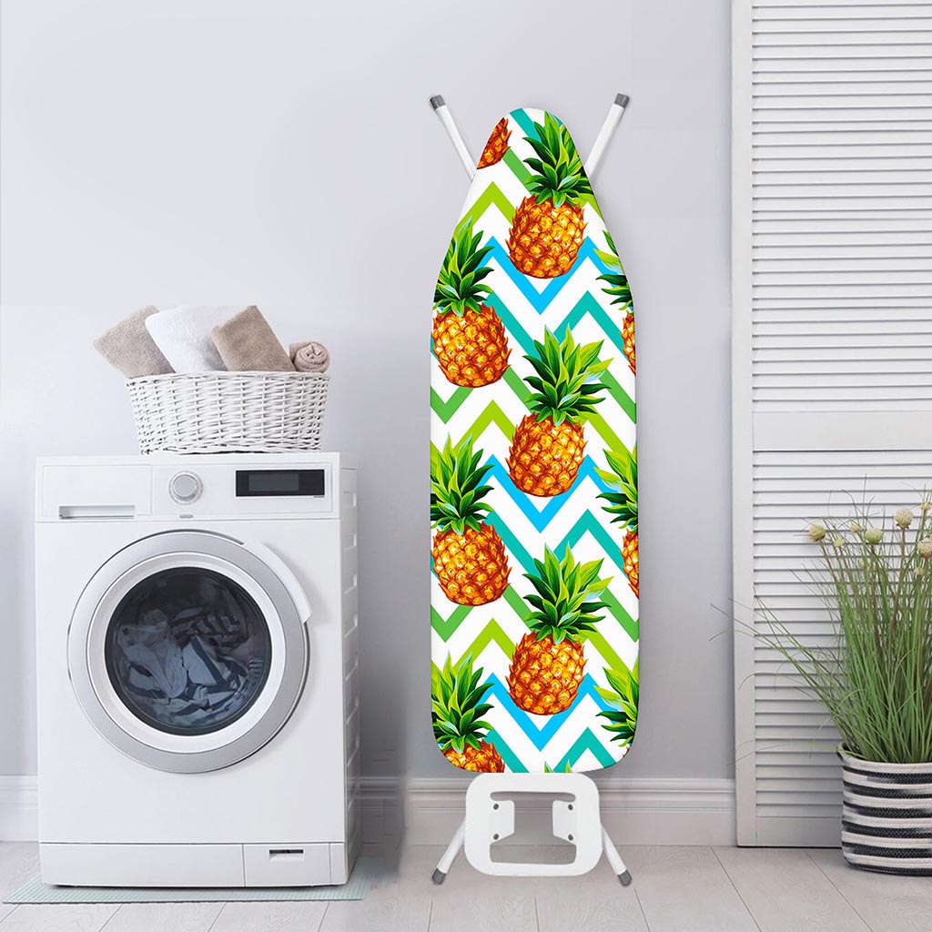 Teal Zig Zag Pineapple Pattern Print Ironing Board Cover