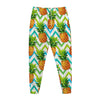 Teal Zig Zag Pineapple Pattern Print Jogger Pants