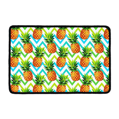 Teal Zig Zag Pineapple Pattern Print Kitchen Mat