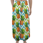 Teal Zig Zag Pineapple Pattern Print Lantern Pants
