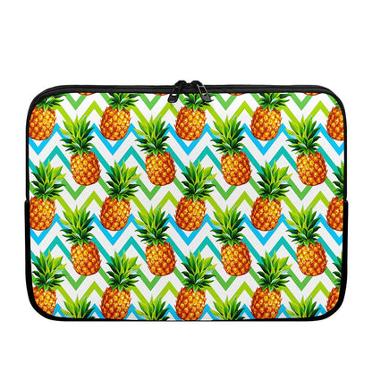 Teal Zig Zag Pineapple Pattern Print Laptop Sleeve