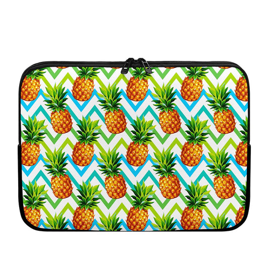 Teal Zig Zag Pineapple Pattern Print Laptop Sleeve