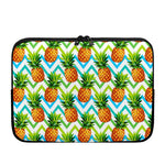 Teal Zig Zag Pineapple Pattern Print Laptop Sleeve