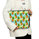 Teal Zig Zag Pineapple Pattern Print Laptop Sleeve